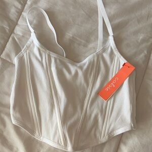 Colsie White Ribbed Corset Cami Crop Top